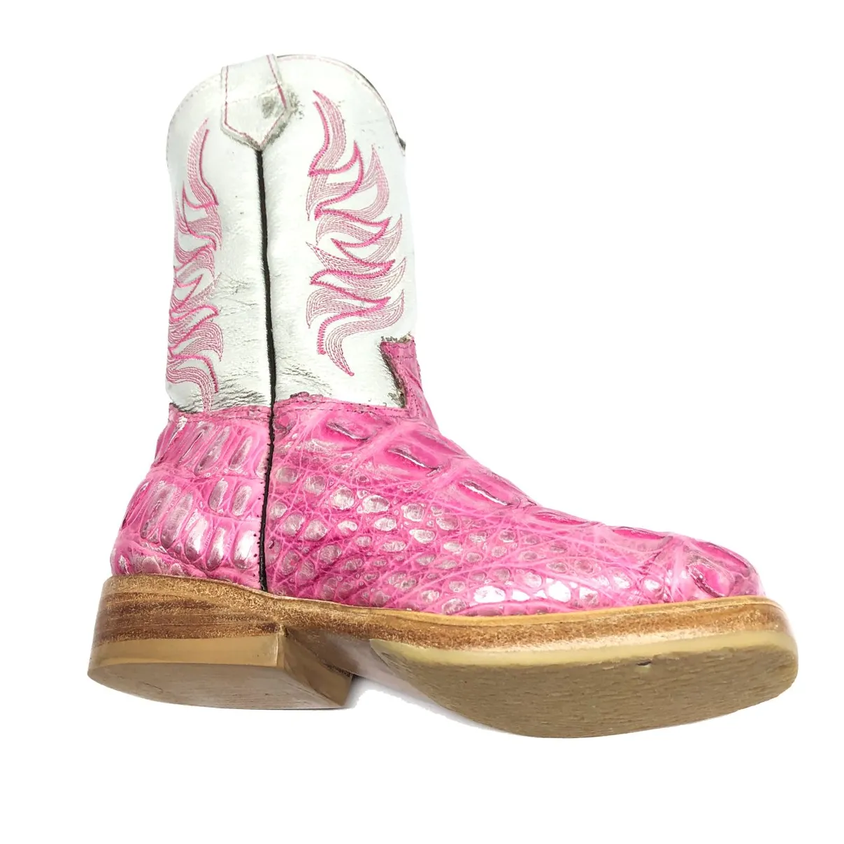 BOTA INFANTIL DE COURO DE JACARÉ SILVER PINK LIMITED EDITION