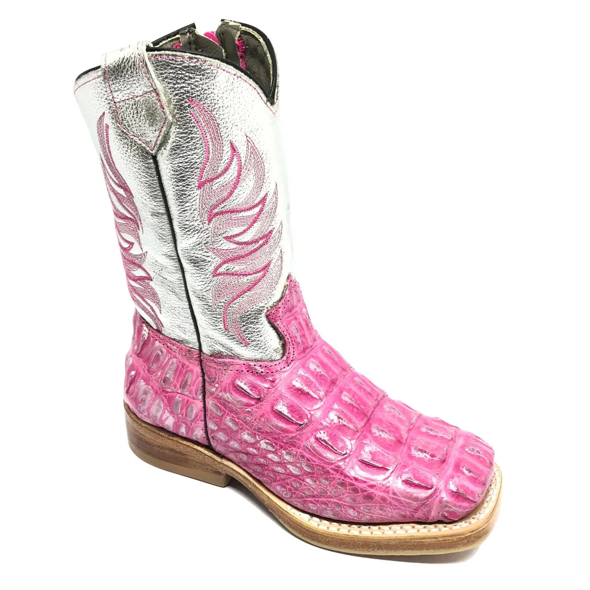 BOTA INFANTIL DE COURO DE JACARÉ SILVER PINK LIMITED EDITION