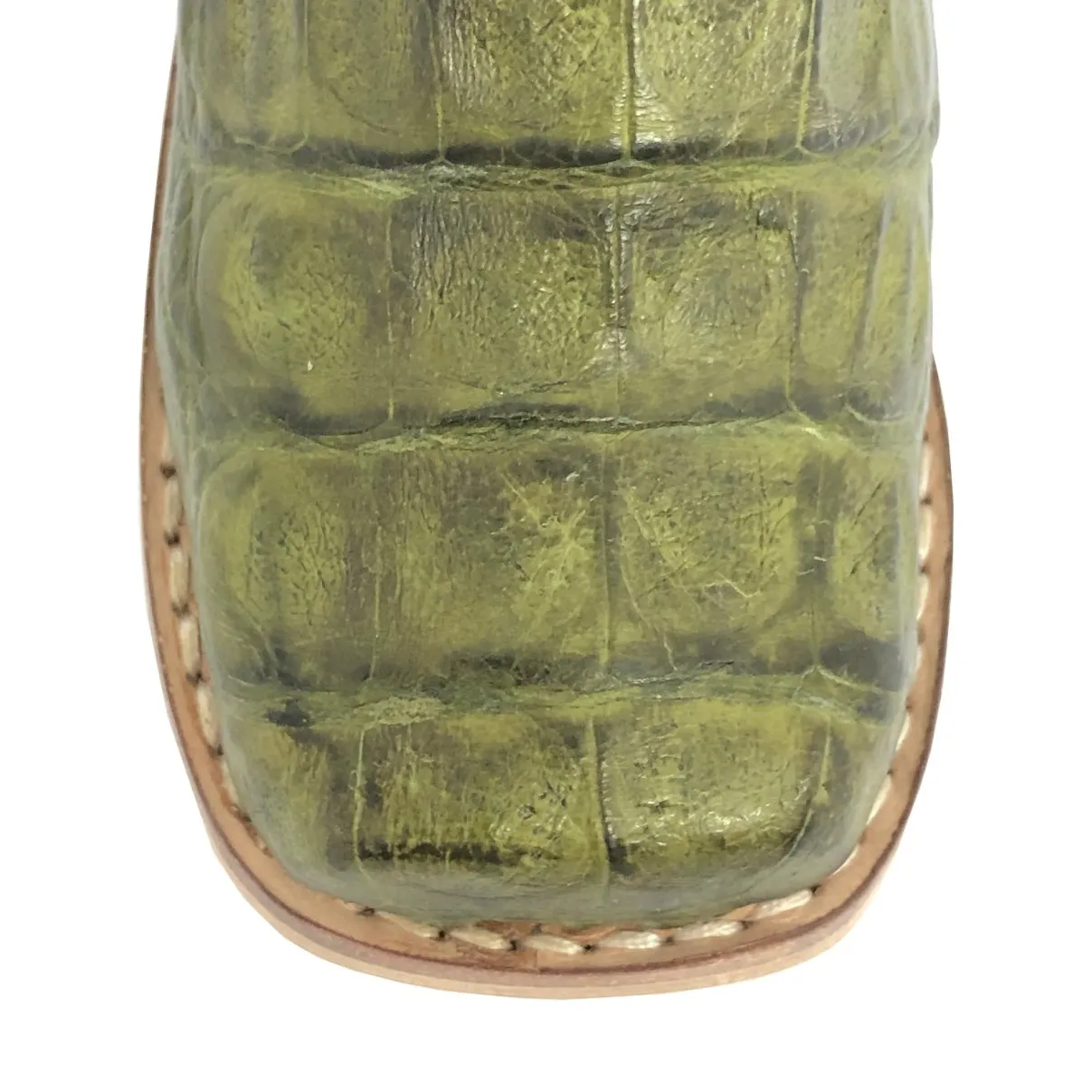 Bota Infantil De Couro De Jacaré Verde Musgo