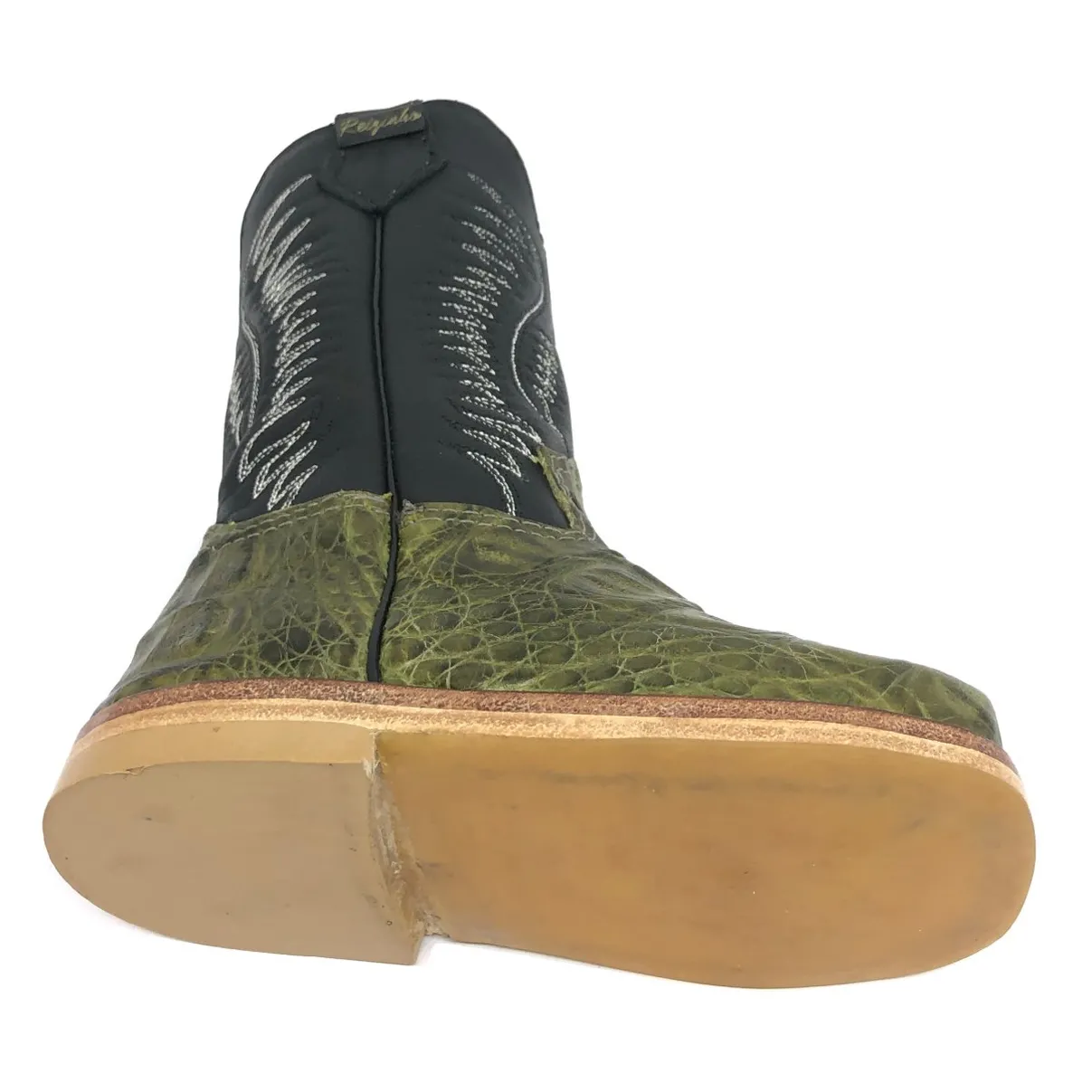 Bota Infantil De Couro De Jacaré Verde Musgo