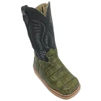 Bota Infantil De Couro De Jacaré Verde Musgo - imagem 1