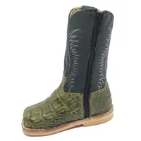 Bota Infantil De Couro De Jacaré Verde Musgo - imagem 2