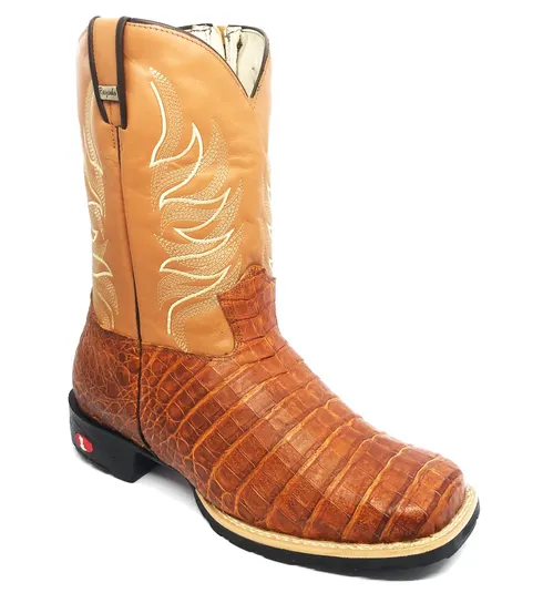 Bota Infantil de Jacaré Havana Escuro