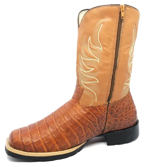 Bota Infantil de Jacaré Havana Escuro