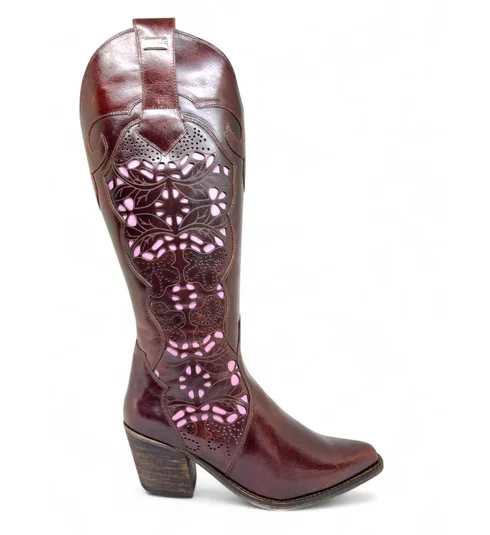 Bota Texana Feminina de Couro Bovino Marrom | Linha Cowgirl Elite | Reizinho Botas