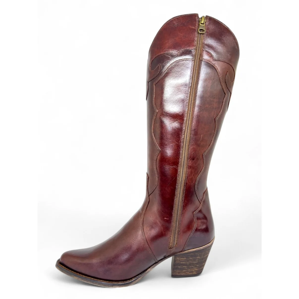 Bota Texana Feminina em Couro Bovino Marrom | Reizinho Cowgirl