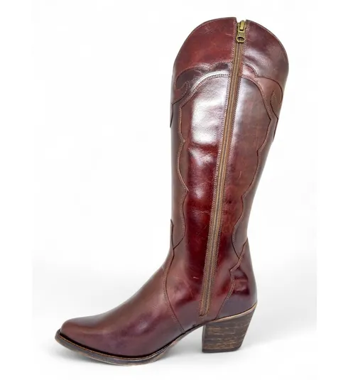 Bota Texana Feminina de Couro Bovino Marrom | Linha Cowgirl Elite | Reizinho Botas