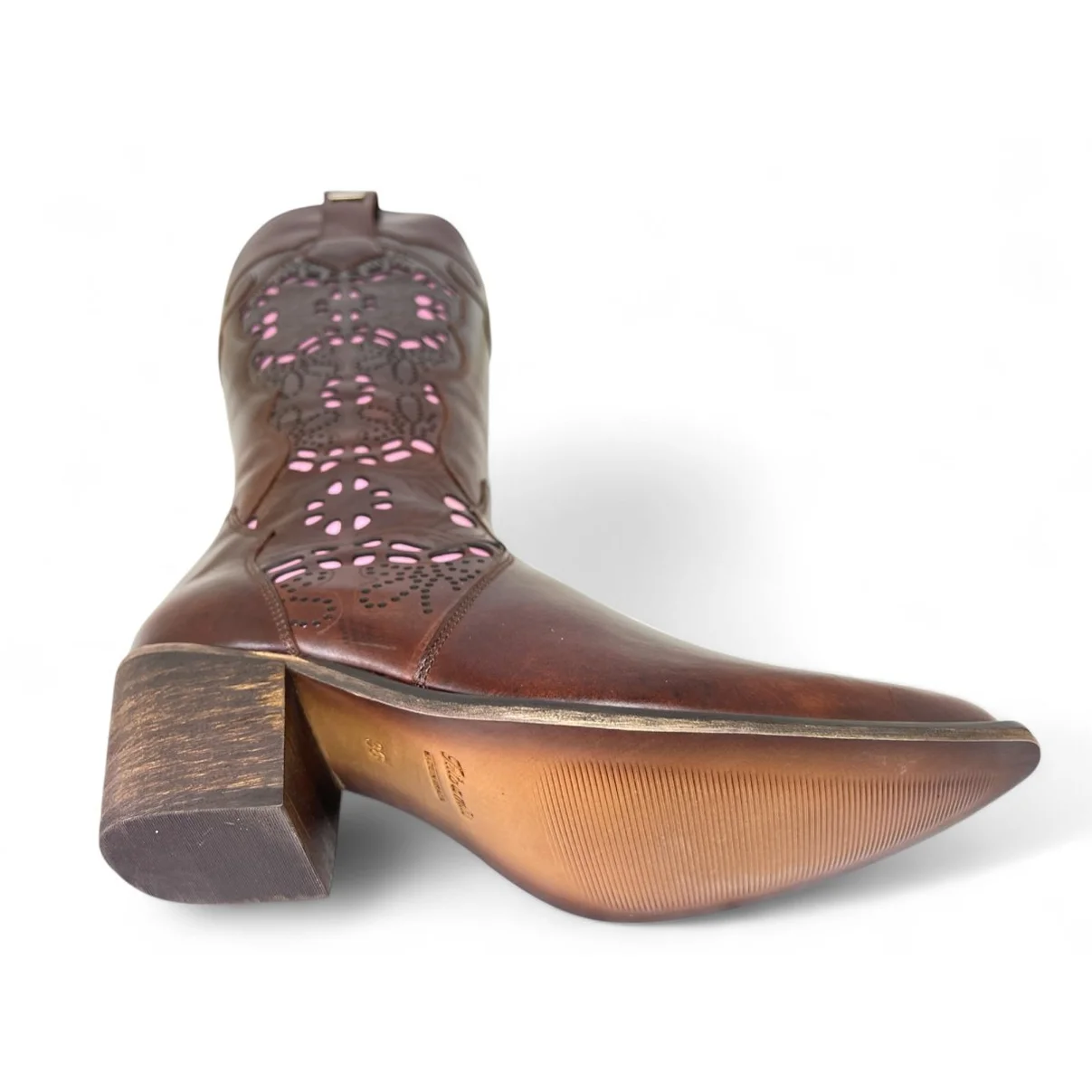 Bota Texana Feminina em Couro Bovino Marrom | Reizinho Cowgirl