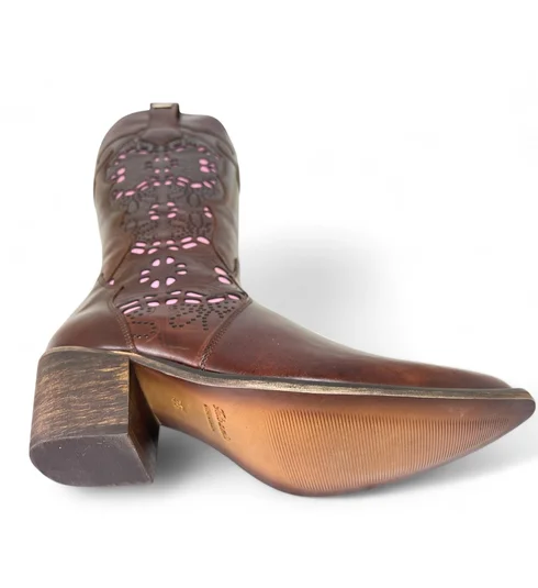 Bota Texana Feminina de Couro Bovino Marrom | Linha Cowgirl Elite | Reizinho Botas