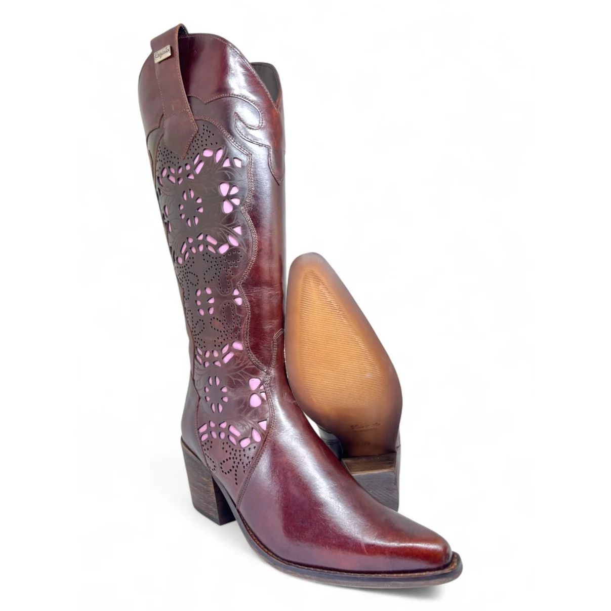 Bota Texana Feminina em Couro Bovino Marrom | Reizinho Cowgirl