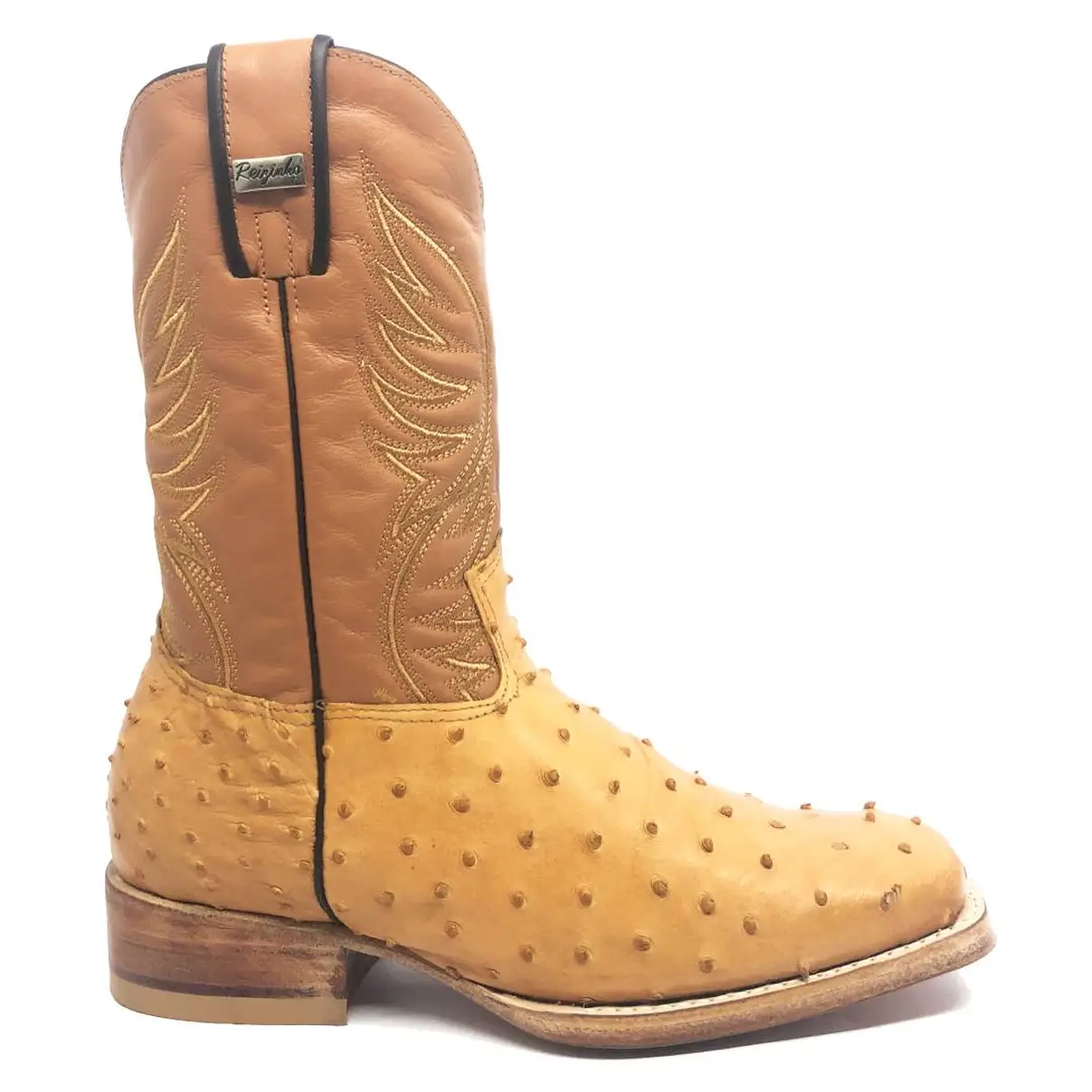 Bota Texana de Avestruz Conhaque | Reizinho Botas Artesanais