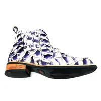 Bota Texana de Couro Legítimo de Pirarucu Dark Blue - Cano Curto, Bico Quadrado - Solado X-Flex Artesanal - imagem 4