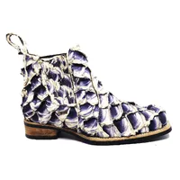 Bota Texana de Couro Legítimo de Pirarucu Dark Blue - Cano Curto, Bico Quadrado - Solado X-Flex Artesanal - imagem 3