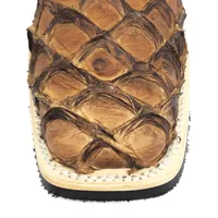 Bota Texana de Couro Legítimo de Pirarucu Dry Leaf - Cano Alto, Bico Quadrado - Solado X-Flex Artesanal - imagem 3