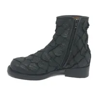 Bota Texana de Couro Legítimo de Pirarucu Preto - Cano Curto, Bico Redondo - Solado de Couro Artesanal - imagem 7