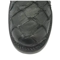 Bota Texana de Couro Legítimo de Pirarucu Preto - Cano Curto, Bico Redondo - Solado de Couro Artesanal - imagem 4