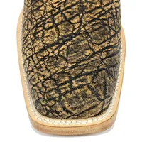 Bota Texana Reizinho Premium de Couro Legítimo de Elefante Black Cognac - Cano Alto, Bico Quadrado - Solado de Couro Art - imagem 5