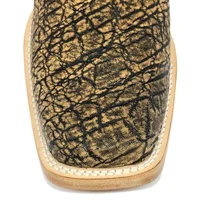Bota Texana Reizinho Premium de Couro Legítimo de Elefante Black Cognac - Cano Alto, Bico Quadrado - Solado de Couro Art - imagem 5