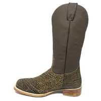 Bota Texana Reizinho Premium de Couro Legítimo de Elefante Black Cognac - Cano Alto, Bico Quadrado - Solado de Couro Art - imagem 2