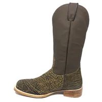 Bota Texana Reizinho Premium de Couro Legítimo de Elefante Black Cognac - Cano Alto, Bico Quadrado - Solado de Couro Art - imagem 2