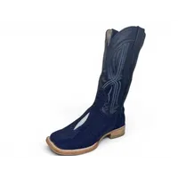 Bota Texana Reizinho Premium de Couro Legítimo de Arraia Deep Blue LIMITED EDITION - Cano Alto, Bico Quadrado - Solado de Couro Artesanal Injetado - imagem 6