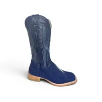 Bota Texana Reizinho Premium de Couro Legítimo de Arraia Deep Blue LIMITED EDITION - Cano Alto, Bico Quadrado - Solado de Couro Artesanal Injetado - imagem 3