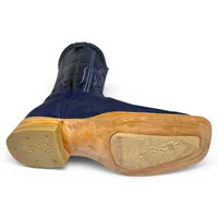 Bota Texana Reizinho Premium de Couro Legítimo de Arraia Deep Blue LIMITED EDITION - Cano Alto, Bico Quadrado - Solado de Couro Artesanal Injetado - imagem 5