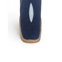 Bota Texana Reizinho Premium de Couro Legítimo de Arraia Deep Blue LIMITED EDITION - Cano Alto, Bico Quadrado - Solado de Couro Artesanal Injetado - imagem 4