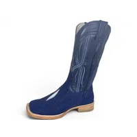 Bota Texana Reizinho Premium de Couro Legítimo de Arraia Deep Blue LIMITED EDITION - Cano Alto, Bico Quadrado - Solado de Couro Artesanal Injetado - imagem 2