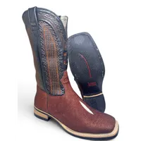 Bota Texana Reizinho Premium de Couro Legítimo de Arraia Evok LIMITED EDITION - Cano Alto, Bico Quadrado - Solado X-Flex - imagem 1