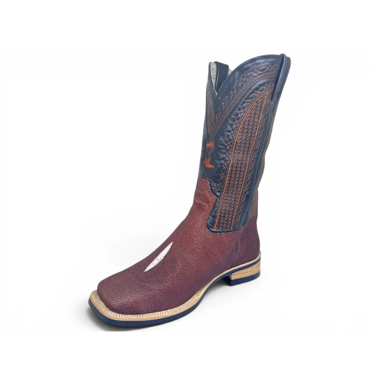 Bota Texana Reizinho Premium de Couro Legítimo de Arraia Evok LIMITED EDITION - Cano Alto, Bico Quadrado - Solado X-Flex
