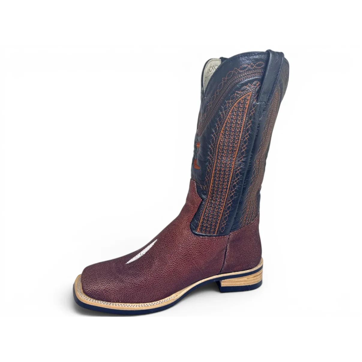 Bota Texana Reizinho Premium de Couro Legítimo de Arraia Evok LIMITED EDITION - Cano Alto, Bico Quadrado - Solado X-Flex