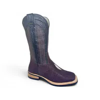 Bota Texana Reizinho Premium de Couro Legítimo de Arraia Marrom Café LIMITED EDITION - Cano Alto, Bico Quadrado - Solado X-Flex Artesanal - imagem 3
