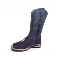 Bota Texana Reizinho Premium de Couro Legítimo de Arraia Marrom Café LIMITED EDITION - Cano Alto, Bico Quadrado - Solado X-Flex Artesanal - imagem 2