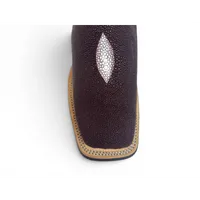 Bota Texana Reizinho Premium de Couro Legítimo de Arraia Marrom Café LIMITED EDITION - Cano Alto, Bico Quadrado - Solado X-Flex Artesanal - imagem 4