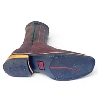 Bota Texana Reizinho Premium de Couro Legítimo de Arraia Marrom Café LIMITED EDITION - Cano Alto, Bico Quadrado - Solado X-Flex Artesanal - imagem 7