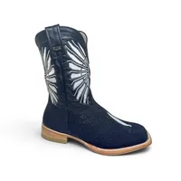 Bota Texana Reizinho Premium de Couro Legítimo de Arraia Preta LIMITED EDITION - Cano Médio, Bico Quadrado - Solado de Couro Artesanal Injetado - imagem 5