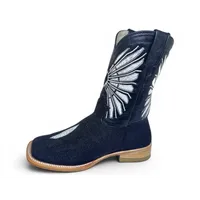 Bota Texana Reizinho Premium de Couro Legítimo de Arraia Preta LIMITED EDITION - Cano Médio, Bico Quadrado - Solado de Couro Artesanal Injetado - imagem 2