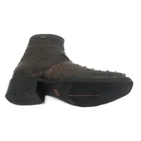 Bota de Couro De Avestruz Cheio Marrom Café - Cano Curto, Bico Quadrado, Solado X-Flex Artesanal - imagem 6