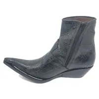 Bota Texana Reizinho Premium de Couro Legítimo de Cobra Napa Preta com Cabeça LIMITED EDITION - Cano Curto, Bico Fino - Solado de Couro Artesanal - imagem 4