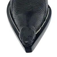 Bota Texana Reizinho Premium de Couro Legítimo de Cobra Napa Preta com Cabeça LIMITED EDITION - Cano Curto, Bico Fino - Solado de Couro Artesanal - imagem 3