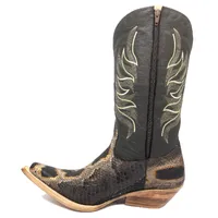 Bota Texana Reizinho Premium de Couro Legítimo de Cobra Python Brown Crafts LIMITED EDITION - Cano Alto, Bico Fino - Solado de Couro Artesanal - imagem 5