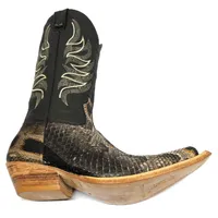 Bota Texana Reizinho Premium de Couro Legítimo de Cobra Python Brown Crafts LIMITED EDITION - Cano Alto, Bico Fino - Solado de Couro Artesanal - imagem 3