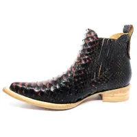 Bota Texana Reizinho Premium de Couro Legítimo de Cobra Python Black Salmon LIMITED EDITION - Cano Curto, Bico Fino - Solado de Couro Artesanal - imagem 2