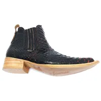 Bota Texana Reizinho Premium de Couro Legítimo de Cobra Python Black Salmon LIMITED EDITION - Cano Curto, Bico Fino - Solado de Couro Artesanal - imagem 7