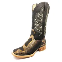 Bota Texana Reizinho Premium de Couro Legítimo de Cobra Python Brown Crafts LIMITED EDITION - Cano Alto, Bico Quadrado - Solado de Couro Artesanal - imagem 7