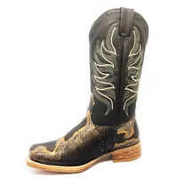 Bota Texana Reizinho Premium de Couro Legítimo de Cobra Python Brown Crafts LIMITED EDITION - Cano Alto, Bico Quadrado - Solado de Couro Artesanal - imagem 2