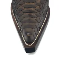 Bota Texana Reizinho Premium de Couro Legítimo de Cobra Python Brown Gold LIMITED EDITION - Cano Curto, Bico Fino - Solado de Couro Artesanal Injetado - imagem 4