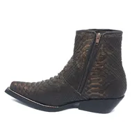 Bota Texana Reizinho Premium de Couro Legítimo de Cobra Python Brown Gold LIMITED EDITION - Cano Curto, Bico Fino - Solado de Couro Artesanal Injetado - imagem 2
