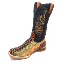 Bota Texana Reizinho Premium de Couro Legítimo de Cobra Python Cassis LIMITED EDITION - Cano Alto, Bico Quadrado - Solado de Couro Artesanal - imagem 6